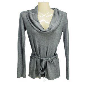 James Perse Gray Long Sleeve Shirt Women's Size S Cowl‎ Neck Belted